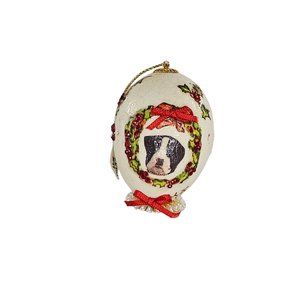Vintage Handmade Boxer Puppy Dog Real Egg Ornament Mistletoe